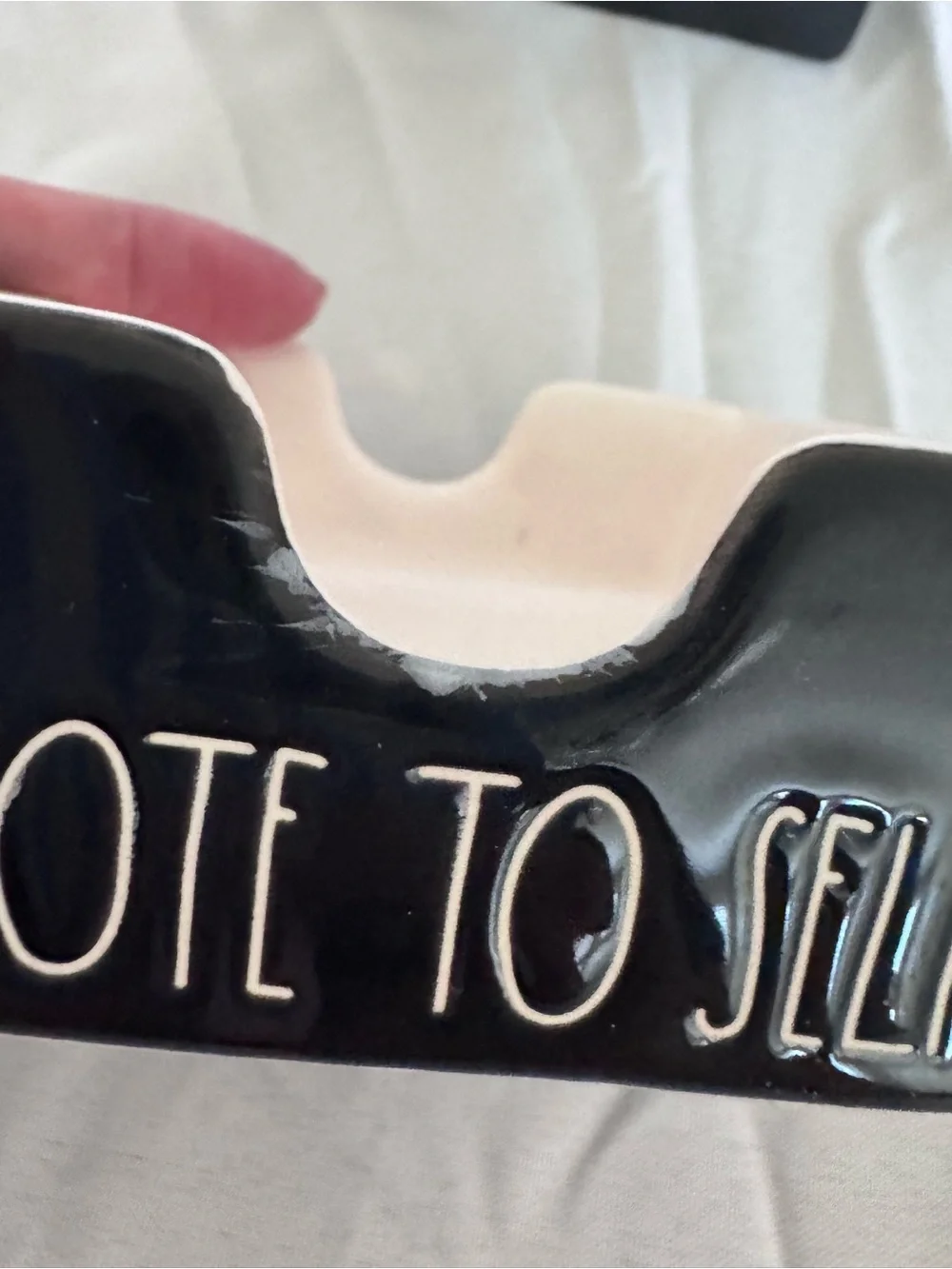 Rae Dunn black TAPE dispenser and note to self note pad holder - see photos